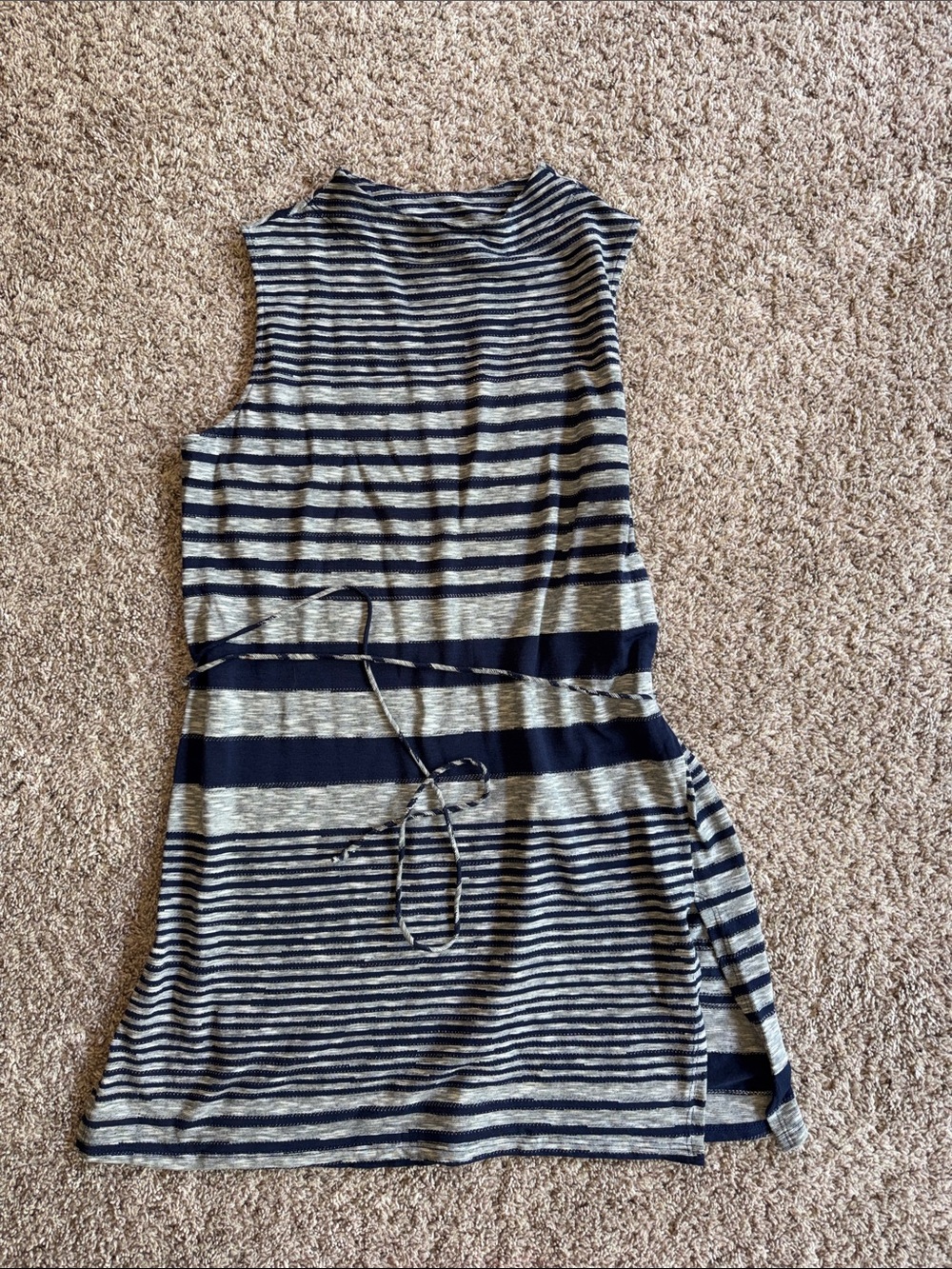 Dolan navy and grey striped tie waist mini dress size large